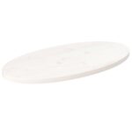 Dessus de table blanc 70x35x2,5 cm bois de pin massif ovale