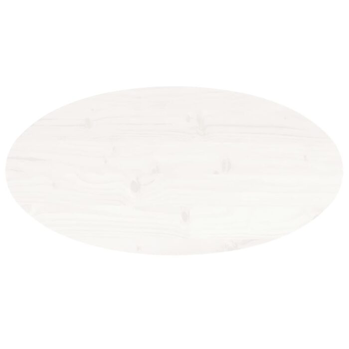 Dessus de table blanc 70x35x2,5 cm bois de pin massif ovale – Image 3