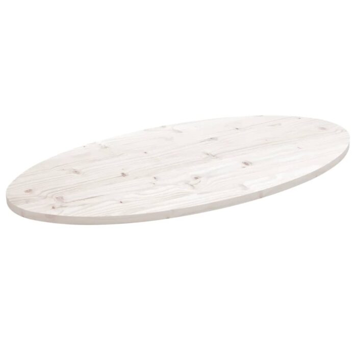 824326_1.jpg Dessus de table blanc 90x45x2,5 cm bois de pin massif ovale – Image 1