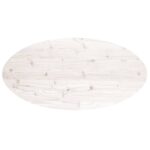 Dessus de table blanc 90x45x2,5 cm bois de pin massif ovale – Image 3