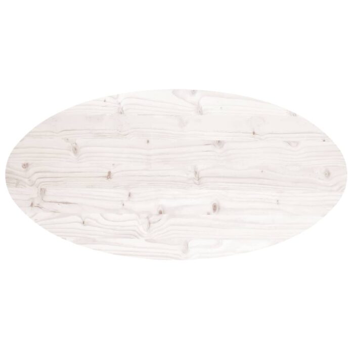 Dessus de table blanc 100x50x2,5 cm bois de pin massif ovale – Image 3