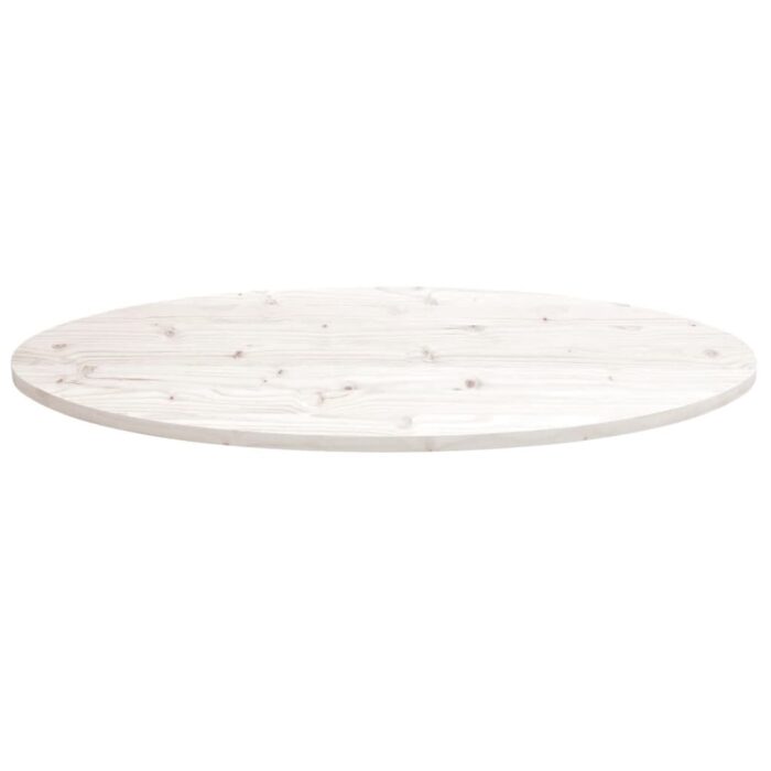 Dessus de table blanc 110x55x2,5 cm bois de pin massif ovale – Image 2