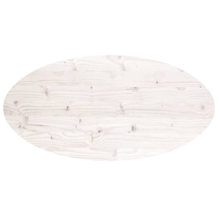 Dessus de table blanc 110x55x2,5 cm bois de pin massif ovale – Image 3