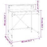 Bureau chêne sonoma 80x50x90 cm bois d'ingénierie et fer – Image 7