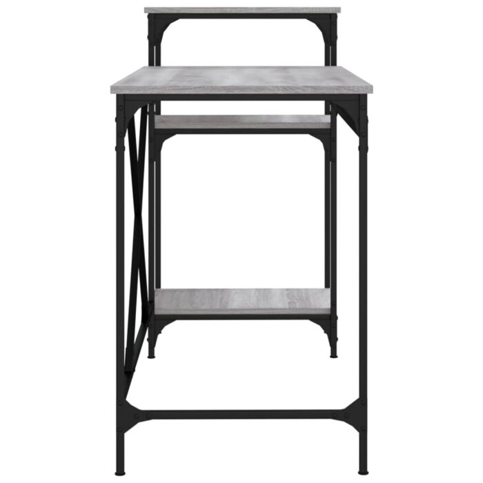 Bureau et étagères sonoma gris 135x50x90 cm bois ingénierie/fer – Image 4