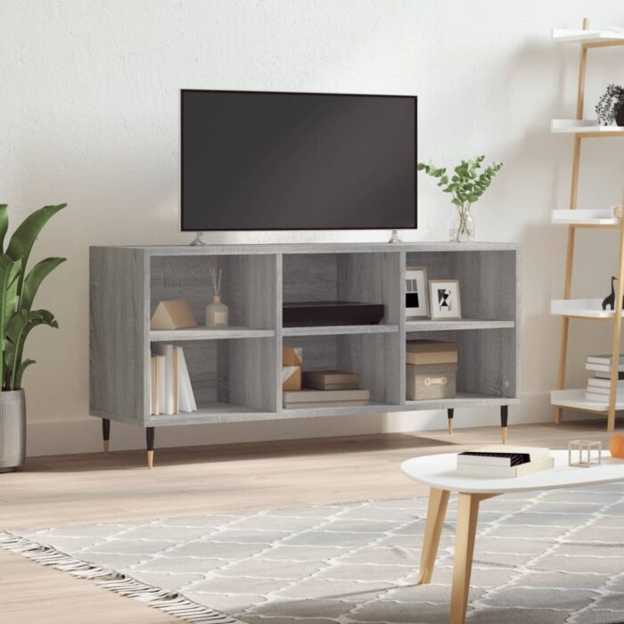 Meuble TV sonoma gris 103,5x30x50 cm bois d'ingénierie – Image 1