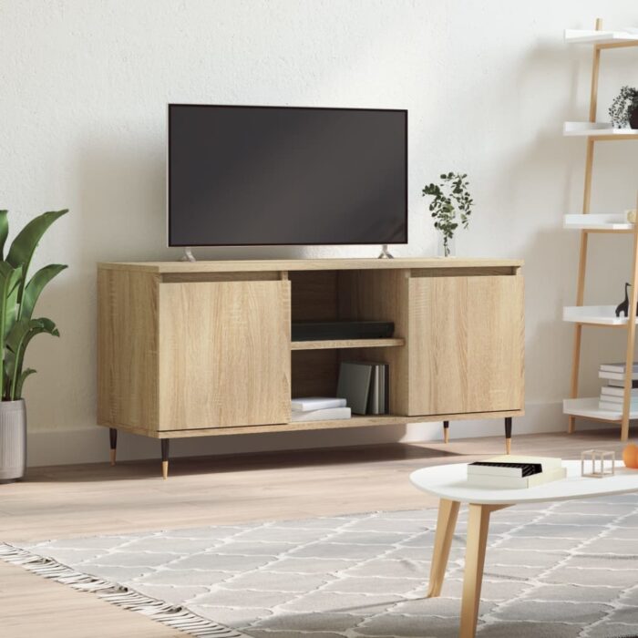 Meuble TV chêne sonoma 104x35x50 cm bois d'ingénierie – Image 1