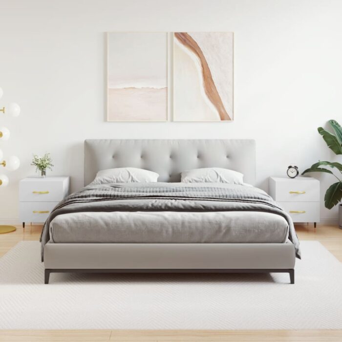 Tables de chevet 2 pcs blanc 40x35x47,5 cm bois d’ingénierie – Image 1