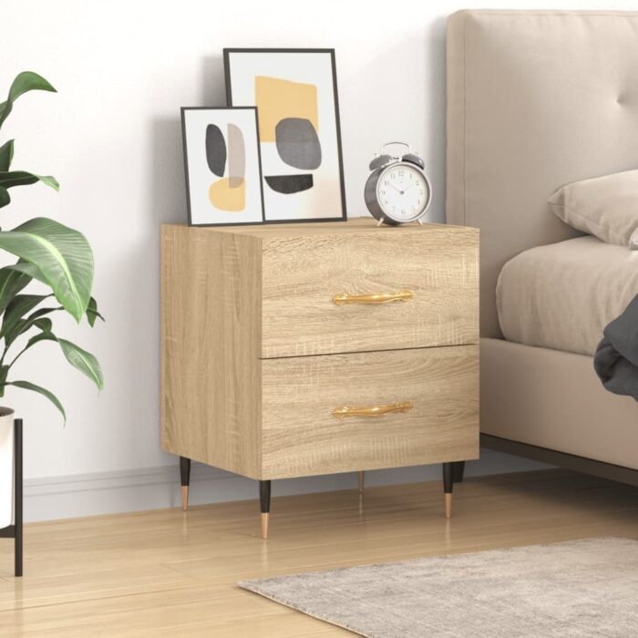 Table de chevet chêne sonoma 40x35x47,5 cm bois d’ingénierie – Image 1