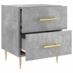 Table de chevet gris béton 40x35x47,5 cm bois d’ingénierie – Image 3