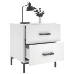 Table de chevet blanc 40x35x47,5 cm bois d’ingénierie – Image 2