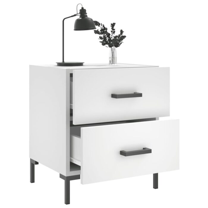 Table de chevet blanc 40x35x47,5 cm bois d’ingénierie – Image 2