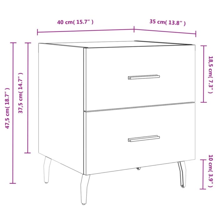 Table de chevet chêne sonoma 40x35x47,5 cm bois d’ingénierie – Image 10