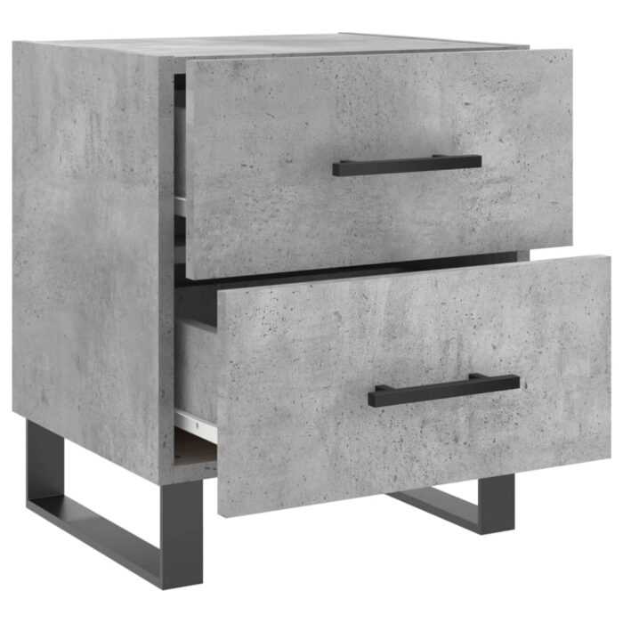Table de chevet gris béton 40x35x47,5 cm bois d’ingénierie – Image 3