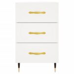 Table de chevet blanc 40x40x66 cm bois d'ingénierie – Image 3