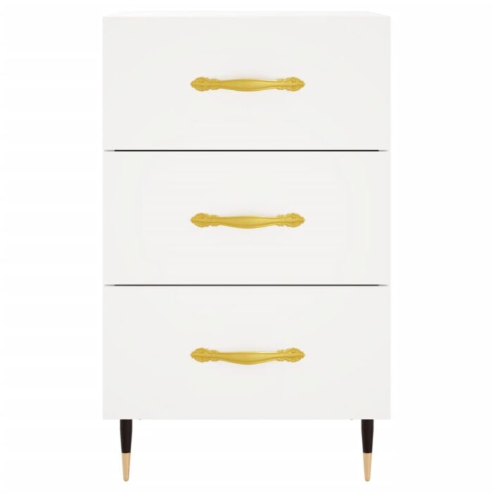 Table de chevet blanc 40x40x66 cm bois d'ingénierie – Image 3