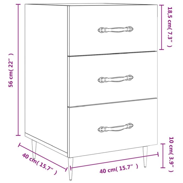 Table de chevet chêne sonoma 40x40x66 cm bois d'ingénierie – Image 10