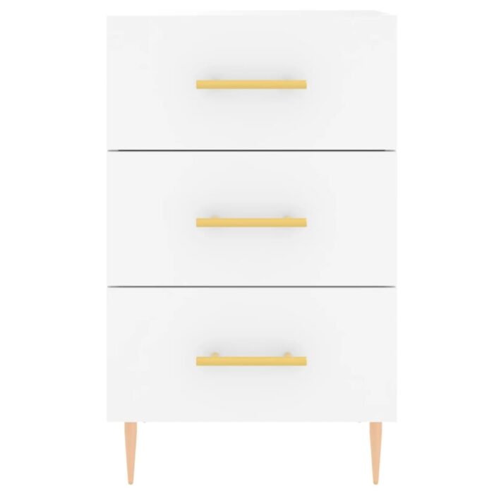 Table de chevet blanc 40x40x66 cm bois d'ingénierie – Image 3