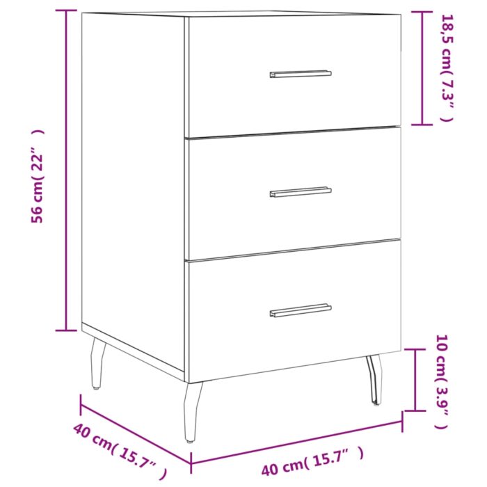 Table de chevet chêne sonoma 40x40x66 cm bois d'ingénierie – Image 10