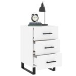 Table de chevet blanc 40x40x66 cm bois d'ingénierie – Image 2