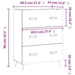 Commode chêne sonoma 69,5 x 34 x 90 cm bois d'ingénierie – Image 10