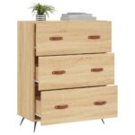 Commode chêne sonoma 69,5 x 34 x 90 cm bois d'ingénierie – Image 2