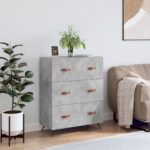Commode gris béton 69,5 x 34 x 90 cm bois d'ingénierie