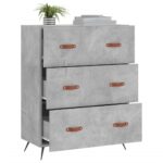 Commode gris béton 69,5 x 34 x 90 cm bois d'ingénierie – Image 2