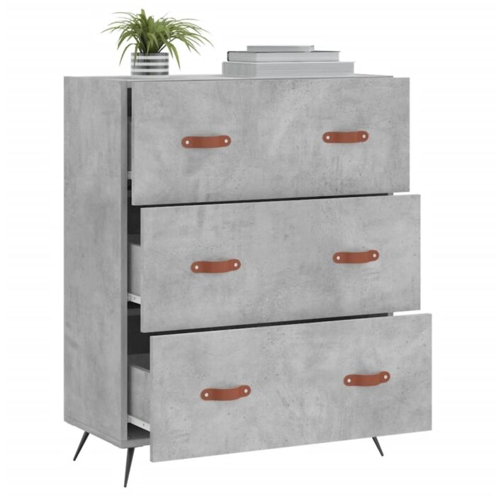 Commode gris béton 69,5 x 34 x 90 cm bois d'ingénierie – Image 2