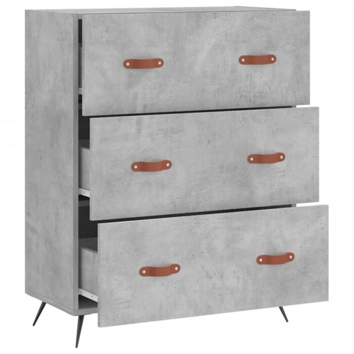 Commode gris béton 69,5 x 34 x 90 cm bois d'ingénierie – Image 4