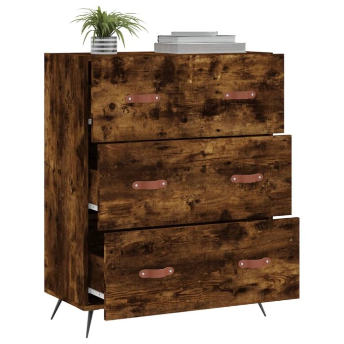 Commode chêne fumé 69,5 x 34 x 90 cm bois d'ingénierie – Image 2