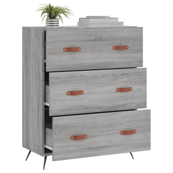Commode sonoma gris 69,5 x 34 x 90 cm bois d'ingénierie – Image 2
