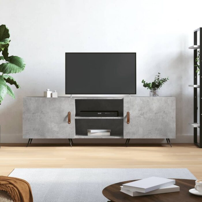829072_1.jpg Meuble TV gris béton 150x30x50 cm bois d'ingénierie – Image 1