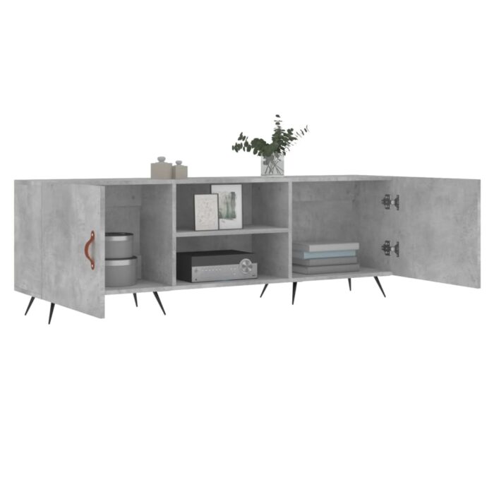 Meuble TV gris béton 150x30x50 cm bois d'ingénierie – Image 2
