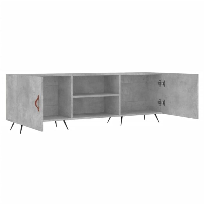 Meuble TV gris béton 150x30x50 cm bois d'ingénierie – Image 4