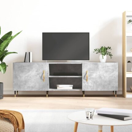 Meuble TV gris béton 150x30x50 cm bois d'ingénierie