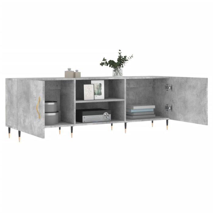 Meuble TV gris béton 150x30x50 cm bois d'ingénierie – Image 2
