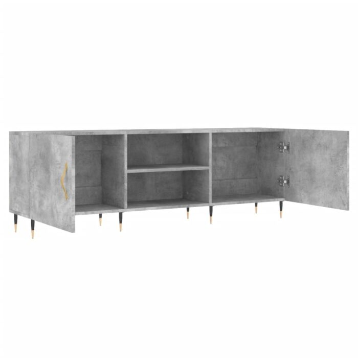 Meuble TV gris béton 150x30x50 cm bois d'ingénierie – Image 4