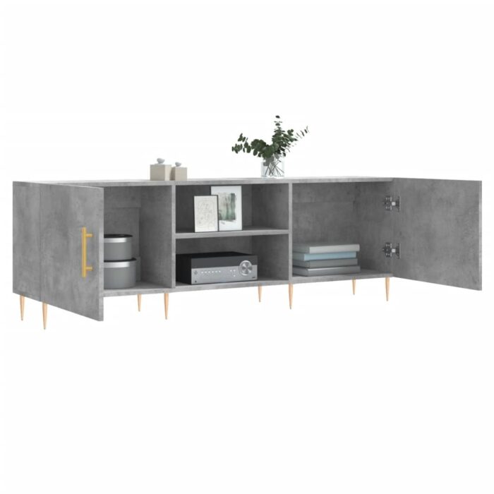 Meuble TV gris béton 150x30x50 cm bois d'ingénierie – Image 2
