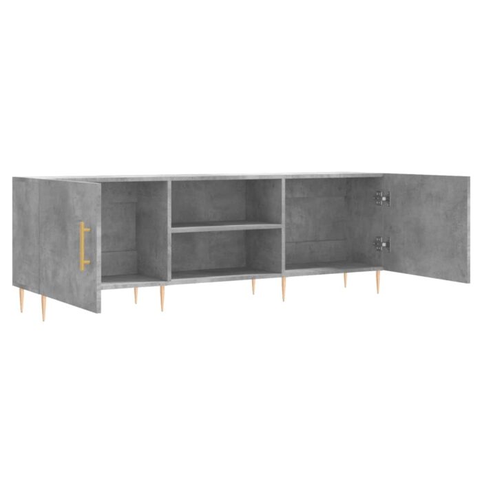 Meuble TV gris béton 150x30x50 cm bois d'ingénierie – Image 4