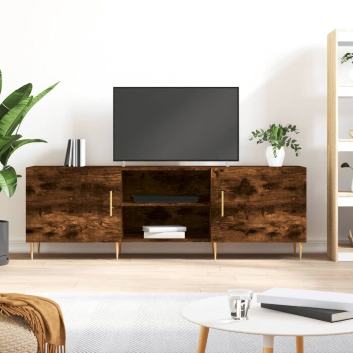 Meuble TV chêne fumé 150x30x50 cm bois d'ingénierie – Image 1
