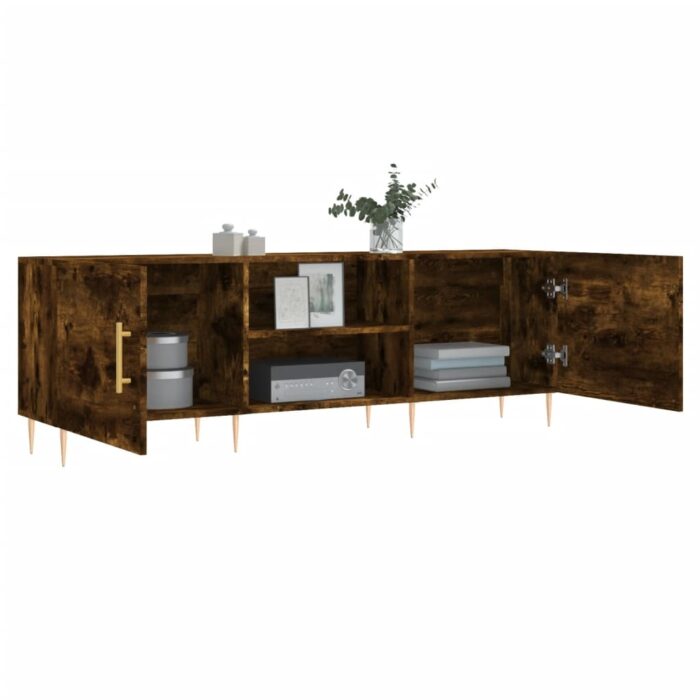 Meuble TV chêne fumé 150x30x50 cm bois d'ingénierie – Image 2