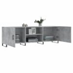 Meuble TV gris béton 150x30x50 cm bois d'ingénierie – Image 2