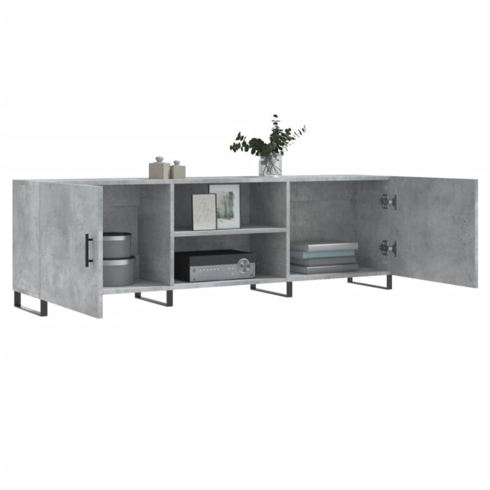 Meuble TV gris béton 150x30x50 cm bois d'ingénierie – Image 2