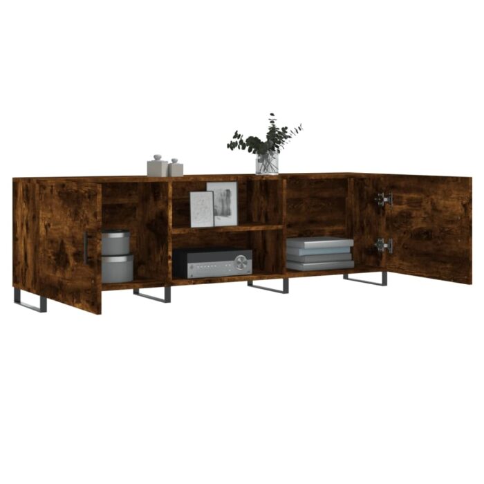 Meuble TV chêne fumé 150x30x50 cm bois d'ingénierie – Image 2