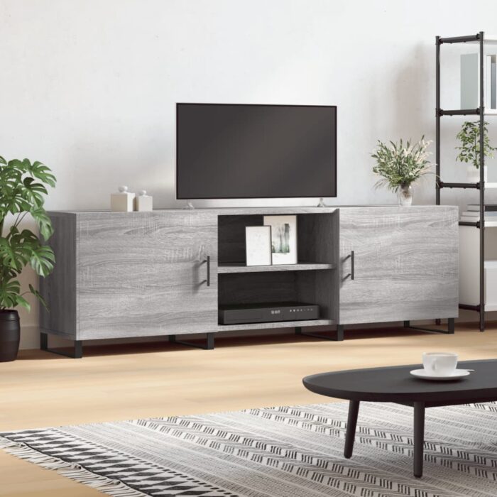 Meuble TV sonoma gris 150x30x50 cm bois d'ingénierie – Image 1