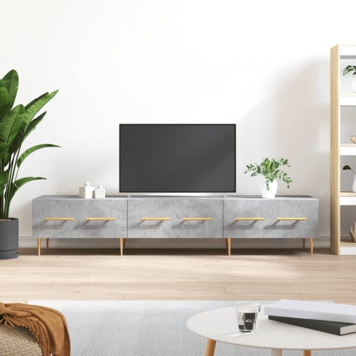 Meuble TV gris béton 150x36x30 cm bois d'ingénierie – Image 1
