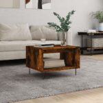 Table basse chêne fumé 60x50x40 cm bois d'ingénierie