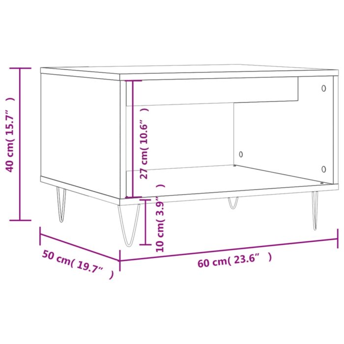 Table basse chêne fumé 60x50x40 cm bois d'ingénierie – Image 7