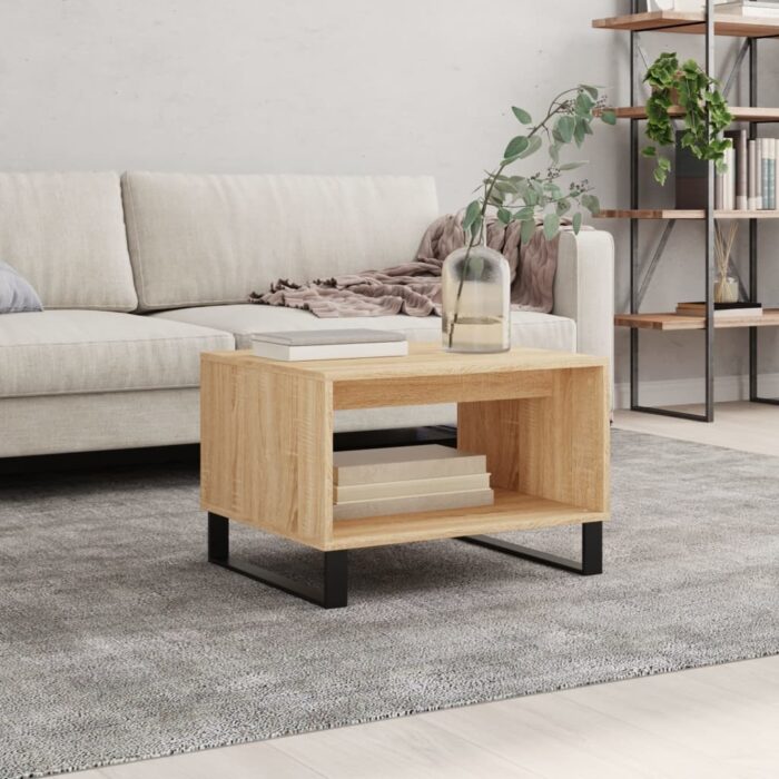 Table basse chêne sonoma 60x50x40 cm bois d'ingénierie – Image 1